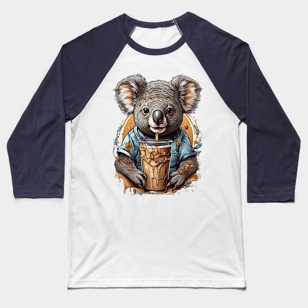 Iced Coffee and Koala Bear Baseball T-Shirt by likbatonboot